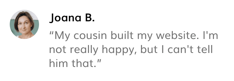 Testimonial about business owners trying to get a website without ueni